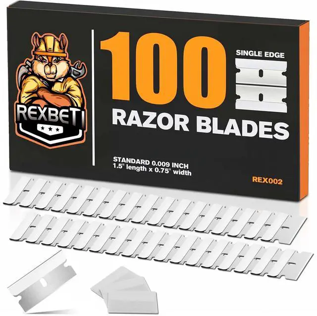Main image of 100 Pack Single Edge Razor Blades, Industrial Scraper Razor Blades