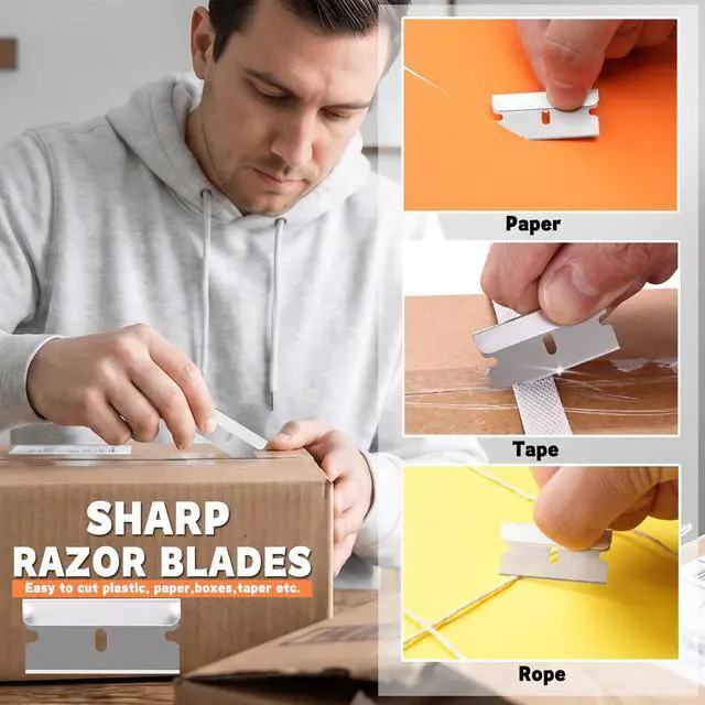 Alt view image 4 of 7 - 100 Pack Single Edge Razor Blades, Industrial Scraper Razor Blades