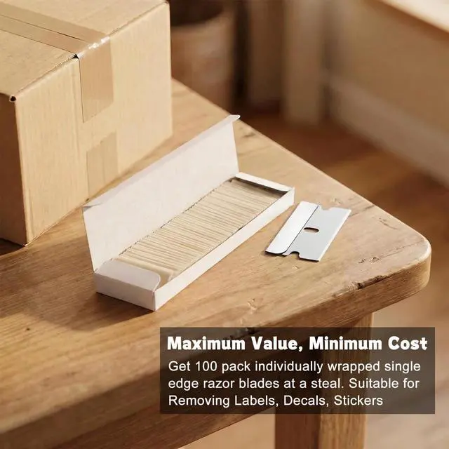 Alt view image 6 of 7 - 100 Pack Single Edge Razor Blades, Industrial Scraper Razor Blades