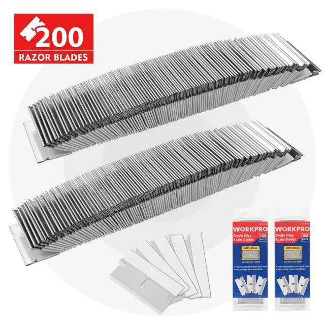 Alt view image 6 of 7 - 200-Pack Single Edge Razor Blades, Carbon Steel Scraper Blades