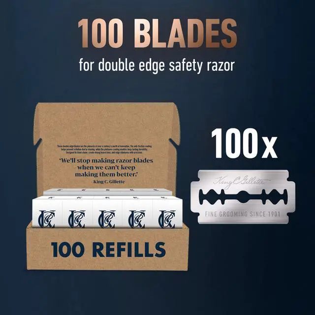 Alt view image 5 of 7 - Double-Edge Safety Razor blades for better control, 100 count, with anti-friction coating