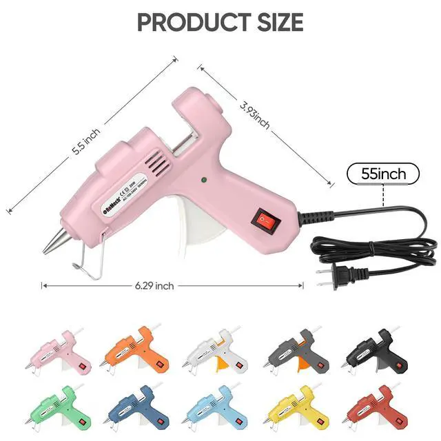 Alt view image 4 of 7 - 20W Mini Hot Glue Gun with 30 Glue Sticks Set, Fast Preheating Hot Glue Gun Kit Heavy Duty Gluegun for Craft, DIY, Repairs (Pink)