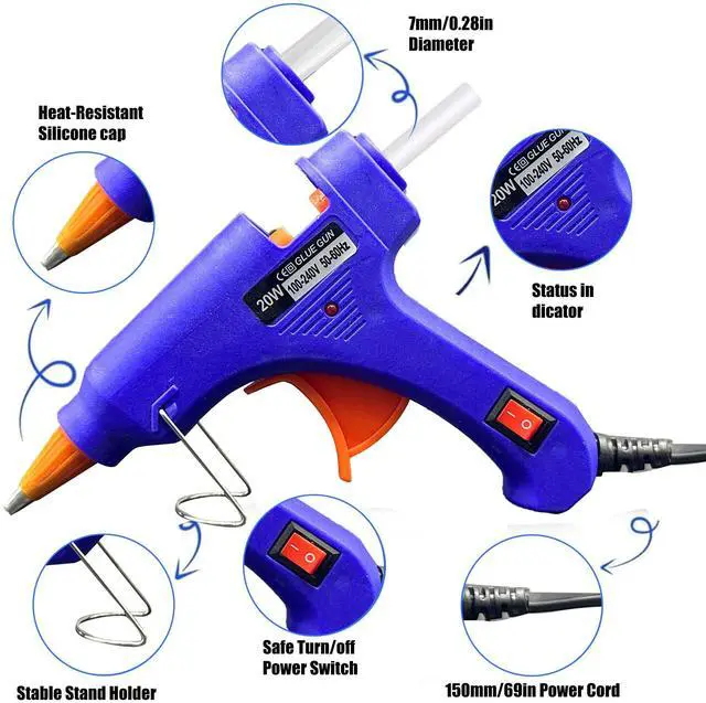 Alt view image 2 of 6 - Mini Hot Glue Gun Kit with 10 Sticks 20W Fast Heating Craft Tool - | Quick Melt Set for DIY Art, Home Repair & School Projects. Lightweight, Easy Use. (Blue)