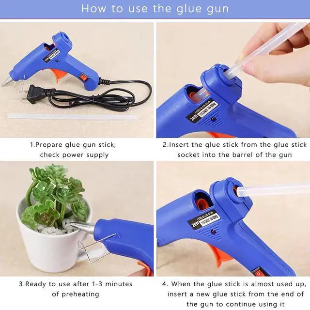 Alt view image 5 of 6 - Mini Hot Glue Gun Kit with 10 Sticks 20W Fast Heating Craft Tool - | Quick Melt Set for DIY Art, Home Repair & School Projects. Lightweight, Easy Use. (Blue)