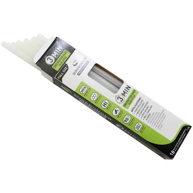 Alt view image 2 of 5 - Construction Professional Grade Adhesive Hot Melt Glue Sticks - Full Size 10" L, 0.43" D - for Home Repairs & Strong Bonds, 18 Glue Sticks (3 Minute Open Time)