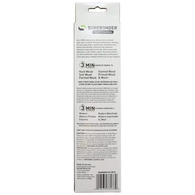 Alt view image 3 of 5 - Construction Professional Grade Adhesive Hot Melt Glue Sticks - Full Size 10" L, 0.43" D - for Home Repairs & Strong Bonds, 18 Glue Sticks (3 Minute Open Time)