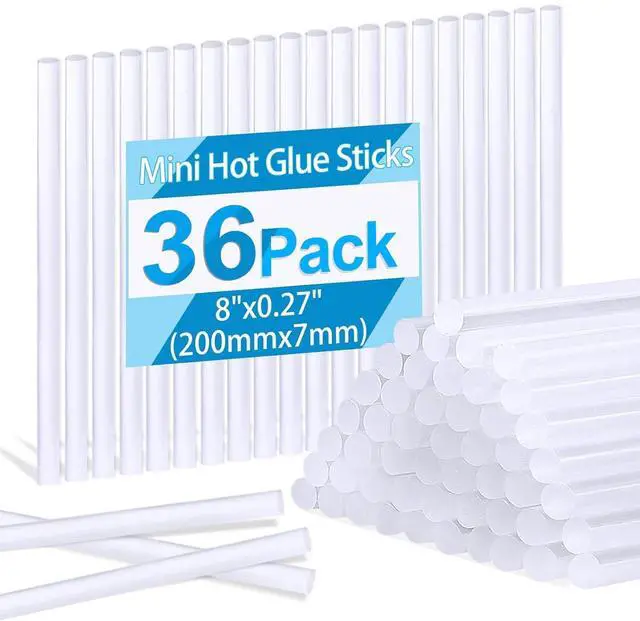 Main image of 36 Pack Mini Hot Glue Sticks, 8" Long x 0.27" Diameter Clear Glue Sticks for Glue Gun, EVA Clear Glue Gun Sticks, Hot Glue Gun Sticks for DIY Craft Sticky Projects & More