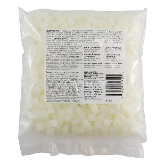 Alt view image 2 of 7 - B-2001 Less Stringing Skillet Glue Cube Pellets for Crafts and Floral Projects, 1 lb Bag, Use in Surebonder Glue Skillets, Cream Color