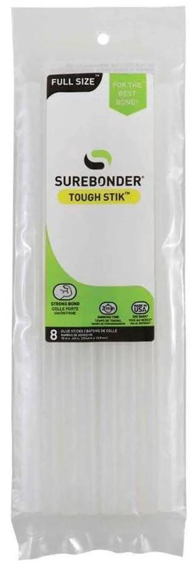 Main image of Acrylic High-Strength Full Size 10" Tough Hot Glue Sticks for Superior Bonding to Hard-to-Bond Surfaces, 8 Pack, White