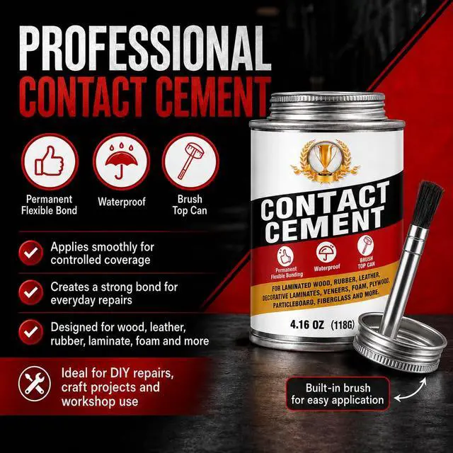 Alt view image 2 of 7 - Contact Cement Adhesive, Neoprene Rubber Cement with Brush for Repairs