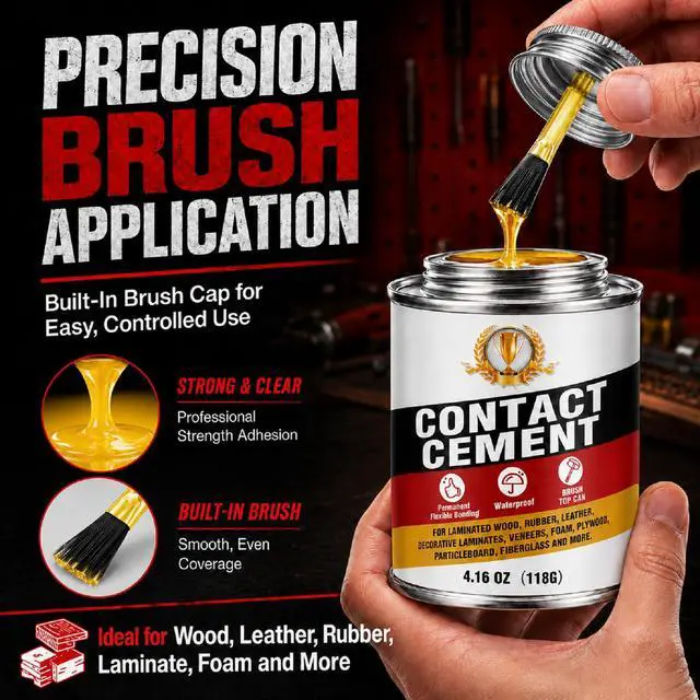 Alt view image 3 of 7 - Contact Cement Adhesive, Neoprene Rubber Cement with Brush for Repairs