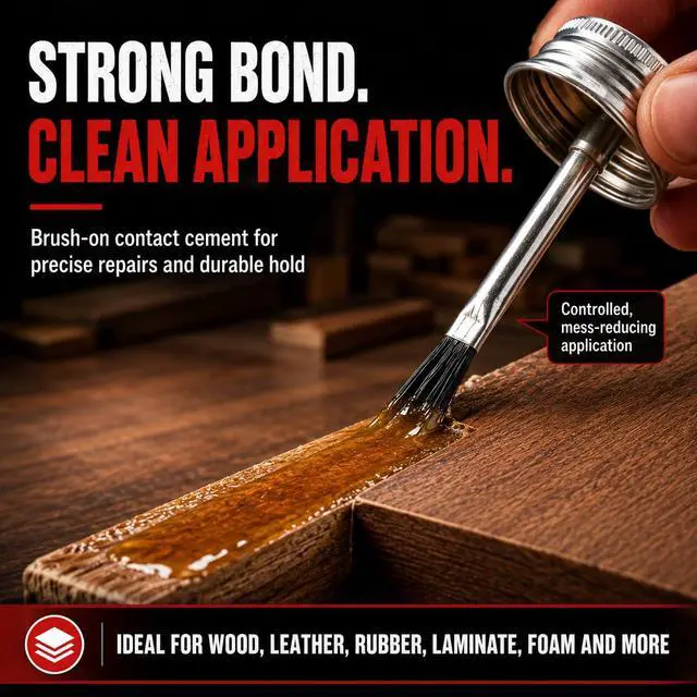 Alt view image 4 of 7 - Contact Cement Adhesive, Neoprene Rubber Cement with Brush for Repairs
