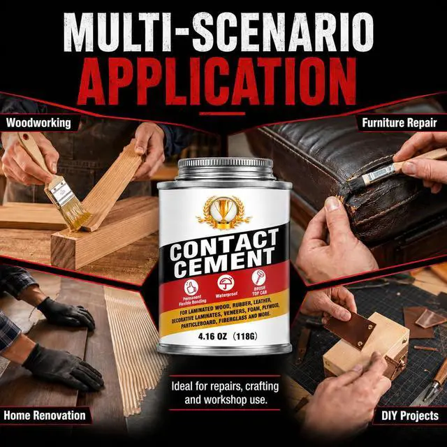 Alt view image 7 of 7 - Contact Cement Adhesive, Neoprene Rubber Cement with Brush for Repairs