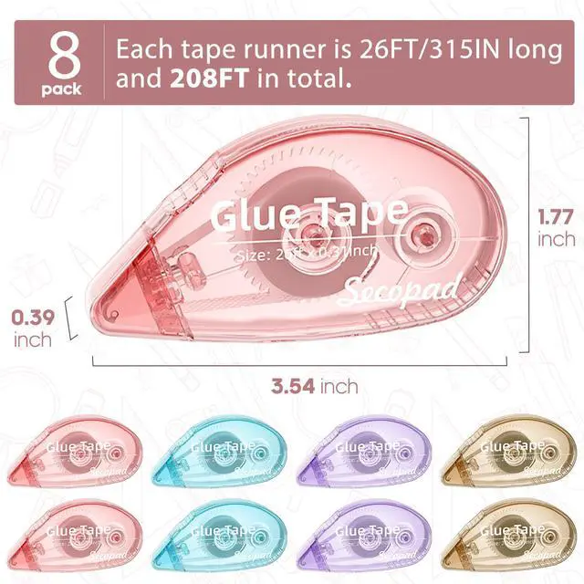 Alt view image 5 of 6 - Scrapbook Tape, 8 Pack Glue Tape, Light-Colored Shell