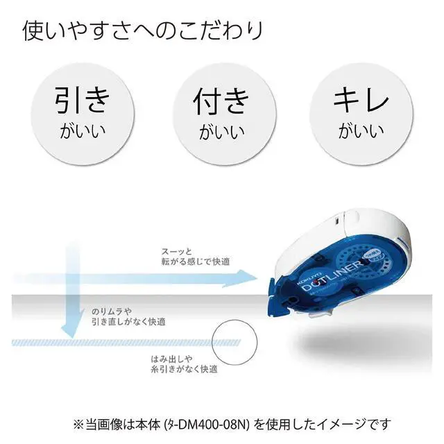 Alt view image 7 of 7 - Glue Tape for Scrapbooking, 52.5 Ft x 0.33 in Double Sided Tape Roller for Crafts, Blue Dot Pattern Tape Runner, Adhesive Scrapbook Supplies. Japan Import (TA-DM400-08)