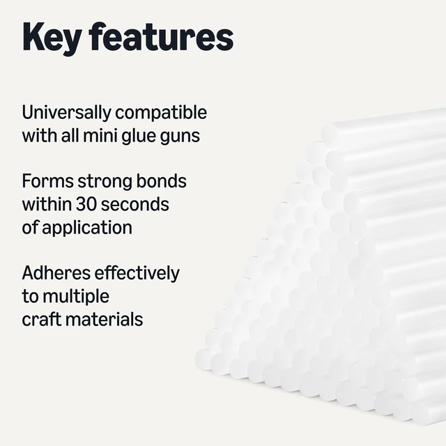 Alt view image 2 of 5 - Mini Size Hot Glue Sticks, 4" x 0.27", 100-Pack, Hot Melt Compatible with Most Glue Guns for Crafting, DIY, Home Repair, Transparent