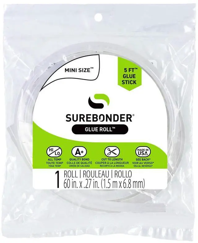 Main image of Mini Hot Glue Stick Roll, 60" (5 Feet), 5/16" Diameter - Long Glue Stick, Uninterrupted Gluing, All Purpose for Crafting and DIY, Clear