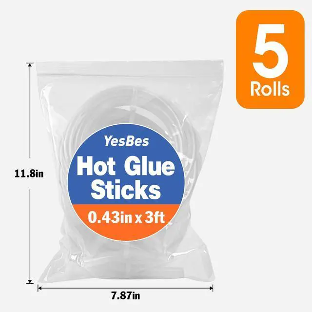Alt view image 6 of 6 - 5 Rolls Hot Glue Sticks, Full Size 3 FT Long x 0.43" Diameter Glue Sticks for Glue Gun