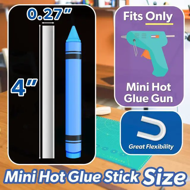 Alt view image 2 of 6 - Clear Mini Hot Glue Sticks, 4" x 0.27", 200 Pack