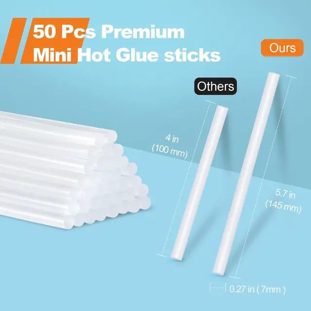 Alt view image 2 of 6 - Mini Hot Glue Sticks for Glue Guns, 50-Piece Hot Glues Stick, 5.8" Long x 0.27" Diameter, Small Size, Versatile for Crafts, DIY Home Decor and Gluing Projects