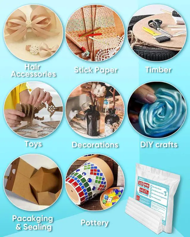 Alt view image 7 of 7 - Mini Hot Glue Sticks, 0.27 Dia x 4 Long, 220-pack Clear Hot Melt Glue Gun Sticks for All-temp Mini Glue Guns, Multipurpose for Kids Adults DIY Art Craft Sealing Repairing Festival Decoration