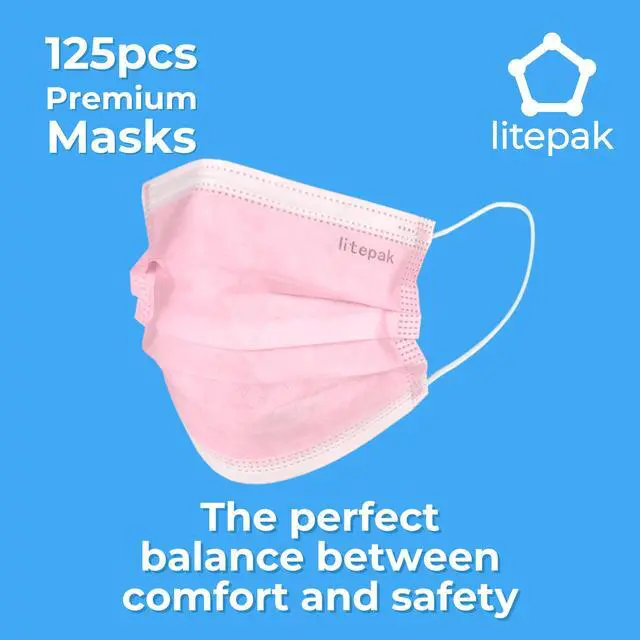 Alt view image 6 of 7 - 125-Pack Disposable Face Mask Premium Comfort Earloops with Dispenser Box (Pink)