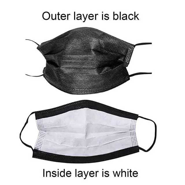 Alt view image 2 of 6 - 100 PCS Black Masks, Disposable Face Mask, 3 Ply Protection Masks