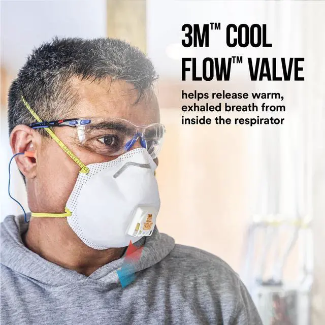 Alt view image 2 of 7 - 8511 Drywall Sanding N95 Cool Flow Valved Disposable Respirator, 10-Pack