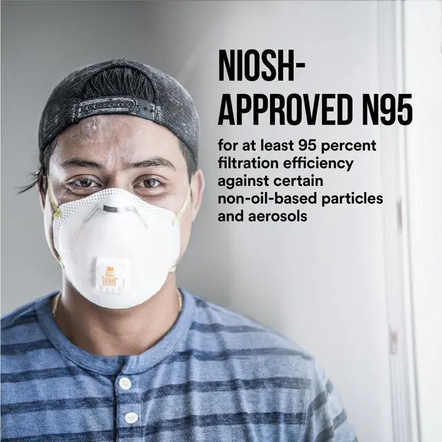 Alt view image 7 of 7 - 8511 Drywall Sanding N95 Cool Flow Valved Disposable Respirator, 10-Pack