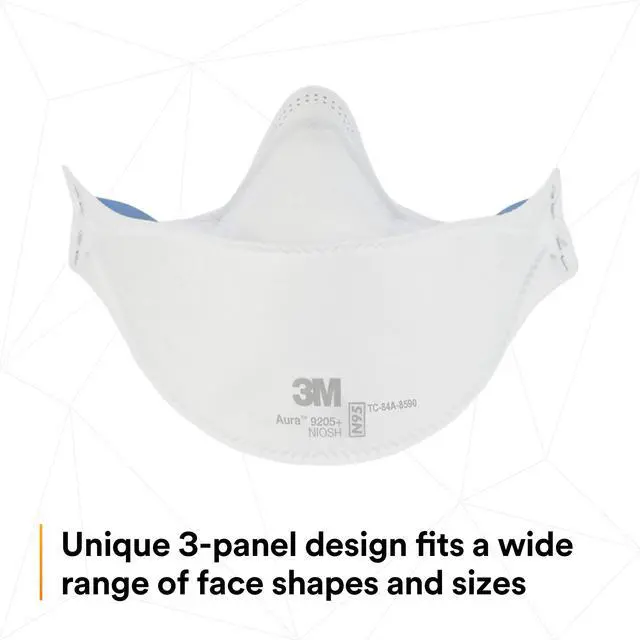 Alt view image 5 of 7 - Aura Particulate Disposable Respirator 9205+, N95, Pack of 20, NIOSH