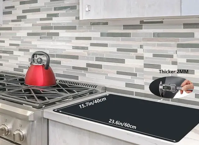 Alt view image 2 of 6 - Thick(2MM) Silicone Mats for Kitchen Counter, Black, 23.6"x15.7"