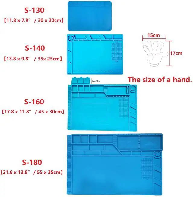 Alt view image 2 of 6 - Heat Resistant 932°F Silicone Soldering Work MatS-13011.8 x 7.9 / 30 x 20cm