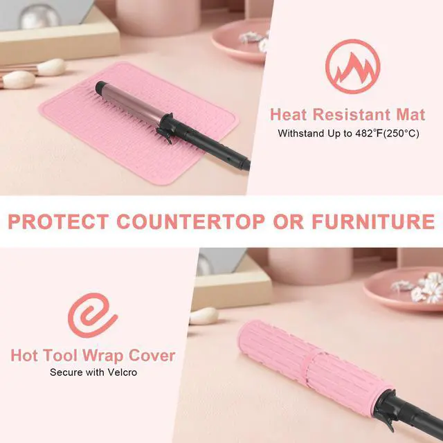 Alt view image 3 of 7 - Oversize Silicone Heat Resistant Mat for Hair Tools(14.2" x 11")