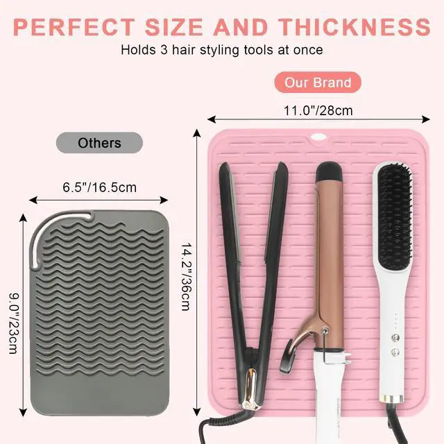 Alt view image 5 of 7 - Oversize Silicone Heat Resistant Mat for Hair Tools(14.2" x 11")