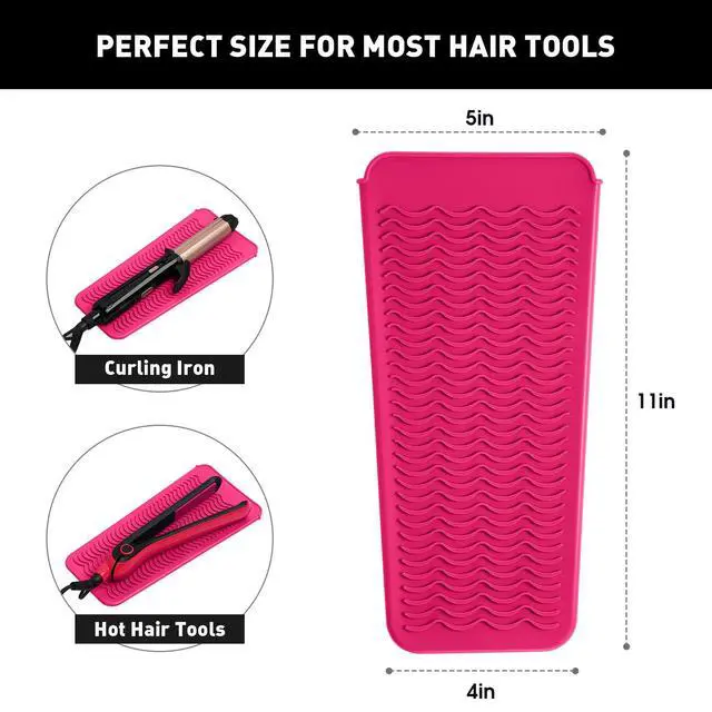 Alt view image 2 of 6 - Heat Resistant Silicone Mat Pouch for Curling Irons & Flat Irons, 2-in-1 Travel Case & Cooling Pad for Hot Tools, Anti-Slip Countertop Protector, Pack Instantly Without Waiting to Cool(Hotpink)