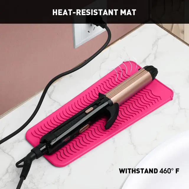 Alt view image 4 of 6 - Heat Resistant Silicone Mat Pouch for Curling Irons & Flat Irons, 2-in-1 Travel Case & Cooling Pad for Hot Tools, Anti-Slip Countertop Protector, Pack Instantly Without Waiting to Cool(Hotpink)