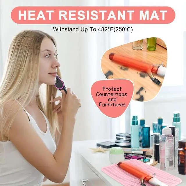 Alt view image 2 of 7 - Plus Size Silicone Heat Resistant Mat for Hair Tools(12" x 9")