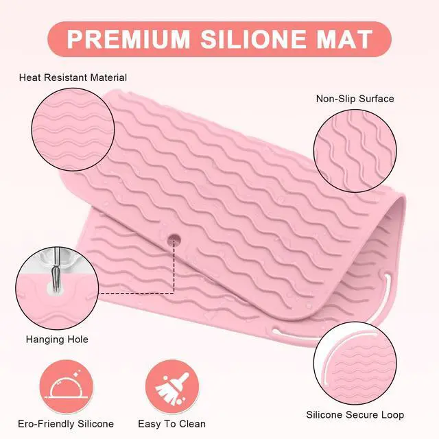 Alt view image 3 of 7 - Plus Size Silicone Heat Resistant Mat for Hair Tools(12" x 9")
