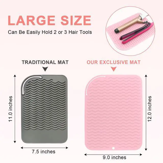 Alt view image 4 of 7 - Plus Size Silicone Heat Resistant Mat for Hair Tools(12" x 9")