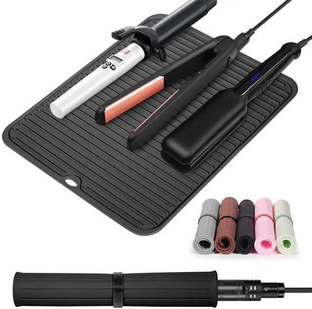 Main image of Large Heat Resistant Silicone Mat for Hair Tools: Curling Iron, Flat Iron, Hair Straightener - Portable Hair Styling Pad Cover