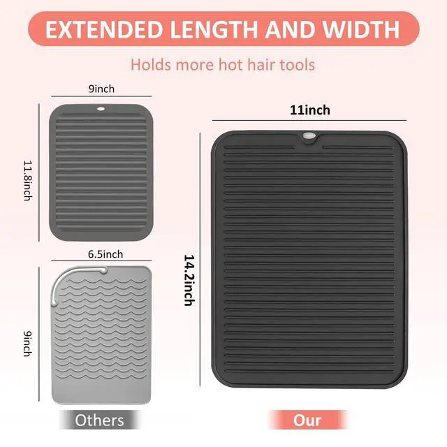 Alt view image 5 of 7 - Large Heat Resistant Silicone Mat for Hair Tools: Curling Iron, Flat Iron, Hair Straightener - Portable Hair Styling Pad Cover