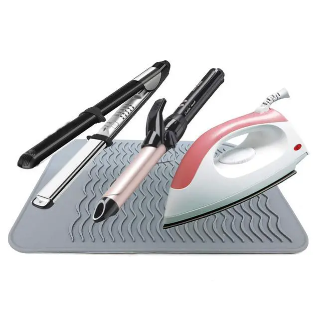 Alt view image 2 of 7 - Large Heat Resistant Mat for Hair Styling Tools, 11 x 7.5 in, Grey