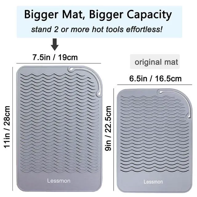 Alt view image 3 of 7 - Large Heat Resistant Mat for Hair Styling Tools, 11 x 7.5 in, Grey