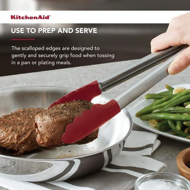 Alt view image 6 of 6 - Silicone Stainless Steel Tongs, 12 Inch, Red