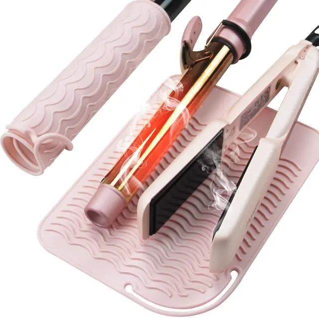 Main image of Professional Heating Pad Silicone Mat for Hair Tools, Travel Heat Mat Cover for Flat Iron Hair Straightener and Curling Iron Mat, Non-Slip Silicone Mat Pouch for Countertop, Size 9"x6.5"