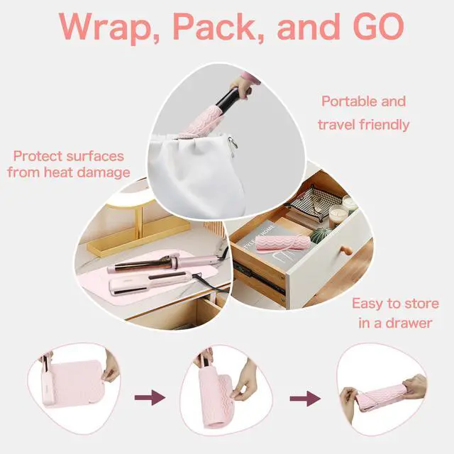 Alt view image 7 of 7 - Professional Heating Pad Silicone Mat for Hair Tools, Travel Heat Mat Cover for Flat Iron Hair Straightener and Curling Iron Mat, Non-Slip Silicone Mat Pouch for Countertop, Size 9"x6.5"