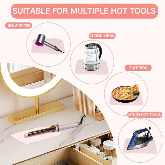 Alt view image 6 of 7 - Professional Heating Pad Silicone Mat for Hair Tools, Travel Heat Mat Cover for Flat Iron Hair Straightener and Curling Iron Mat, Non-Slip Silicone Mat Pouch for Countertop, Size 9"x6.5"
