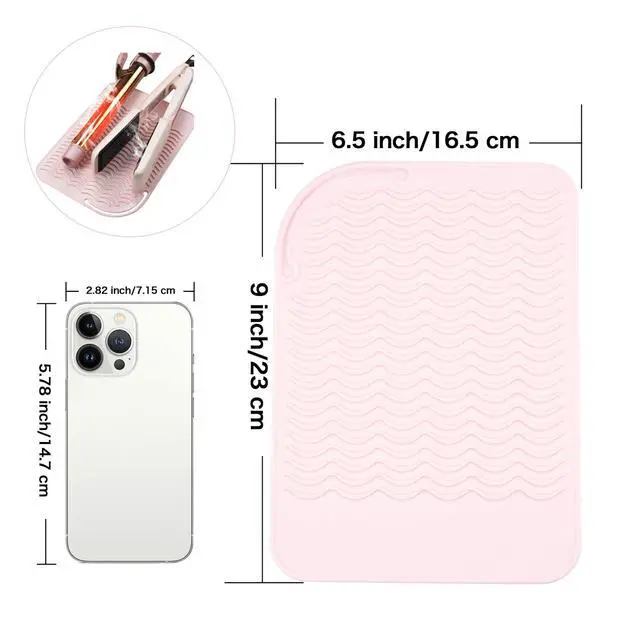 Alt view image 4 of 7 - Professional Heating Pad Silicone Mat for Hair Tools, Travel Heat Mat Cover for Flat Iron Hair Straightener and Curling Iron Mat, Non-Slip Silicone Mat Pouch for Countertop, Size 9"x6.5"
