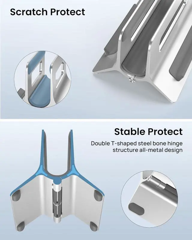 Alt view image 4 of 7 - SODI Vertical Laptop Stand for Desk, Gravity Auto Lock Vertical MacBook Stand, Aluminum Laptop Vertical Dock Stand Holder Compatible with MacBook Pro, MacBook Air, Silver