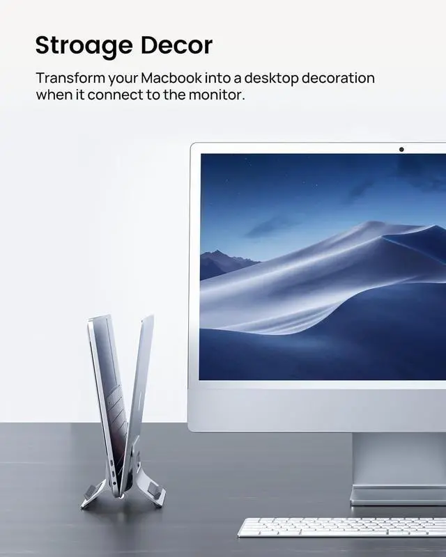 Alt view image 7 of 7 - SODI Vertical Laptop Stand for Desk, Gravity Auto Lock Vertical MacBook Stand, Aluminum Laptop Vertical Dock Stand Holder Compatible with MacBook Pro, MacBook Air, Silver